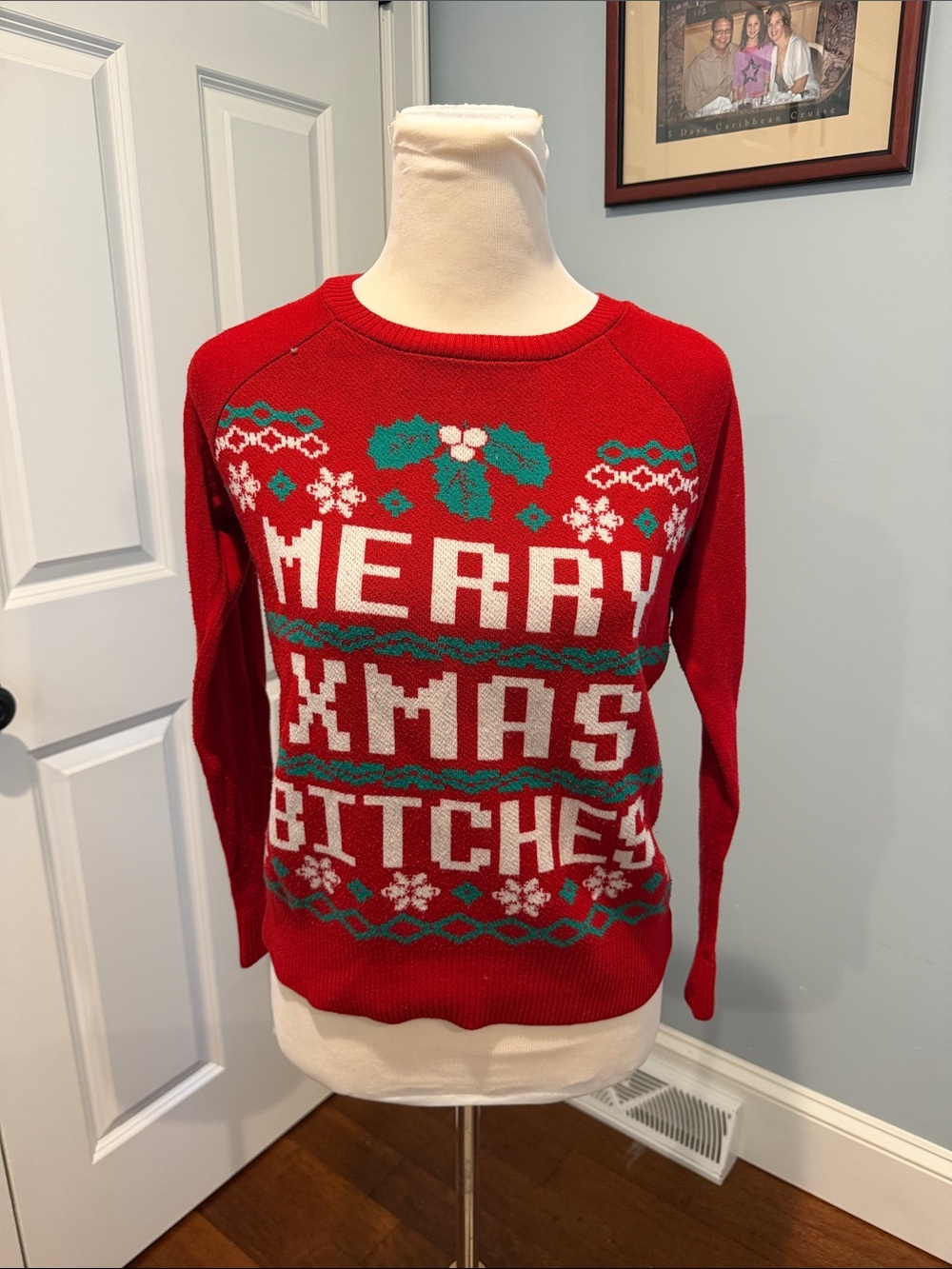 Hybrid Apparel Red 'Merry Xmas Bitches' Holiday Crewneck Sweater